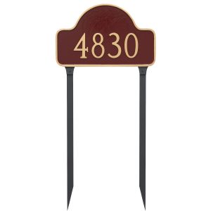Estate One Line Lexington Arch Address Sign Plaque with Lawn Stakes