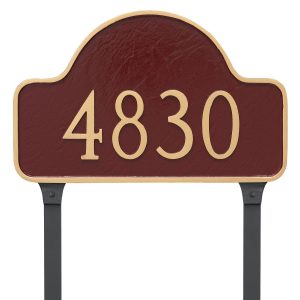 Estate One Line Lexington Arch Address Sign Plaque with Lawn Stakes