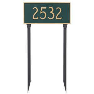 Classic Rectangle Large One Line Address Sign Plaque with Lawn Stakes