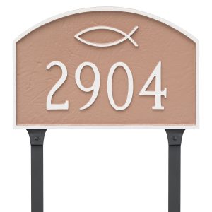 Ichthus Prestige Arch Standard Address Sign Plaque with Lawn Stakes