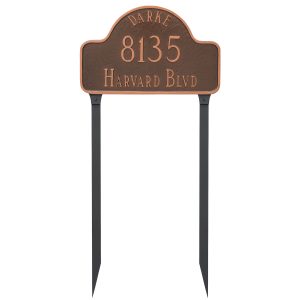 Arch with Name Standard Address Sign Plaque with Lawn Stakes