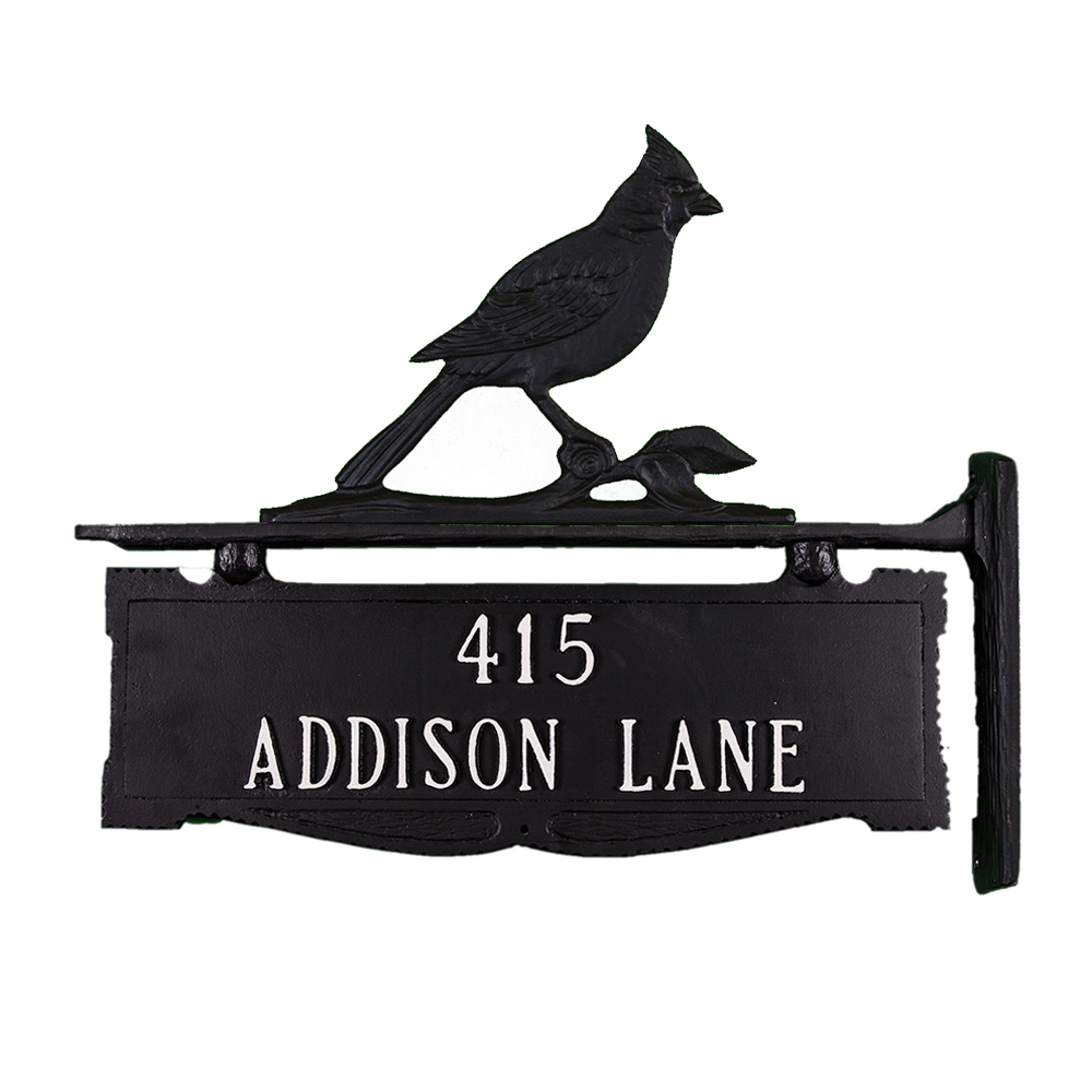 11.5″ x 14.75″ Cast Aluminum Two Line Post Sign with Cardinal Ornament ...