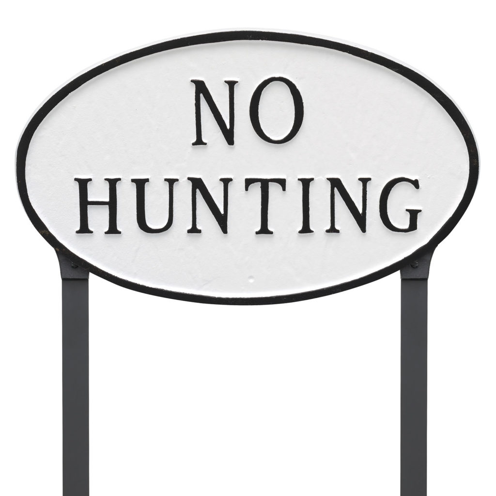 8-5-x-13-standard-oval-no-hunting-statement-plaque-sign-with-23-lawn