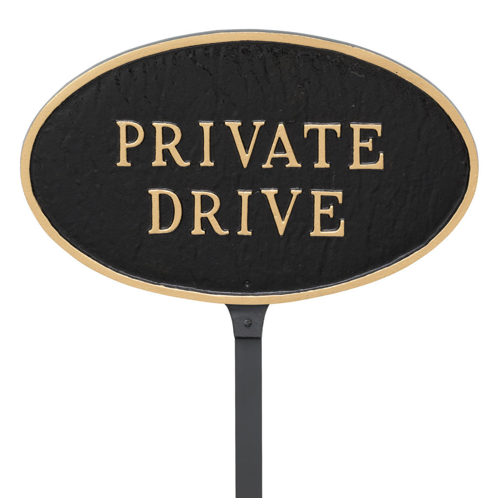 6″ X 10″ Small Oval Private Drive Statement Plaque Sign With 175″ Lawn